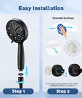 Matte Black Shower Head With 7 Settings And Built In Power Wash Handheld Spray installation guide with adjustable mount steps