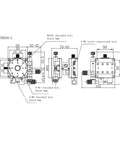 Technical diagram of Motorized Rotary Positioning Stage With Fine Adjustment Frame For Optical Tables Model XZRG60 L.