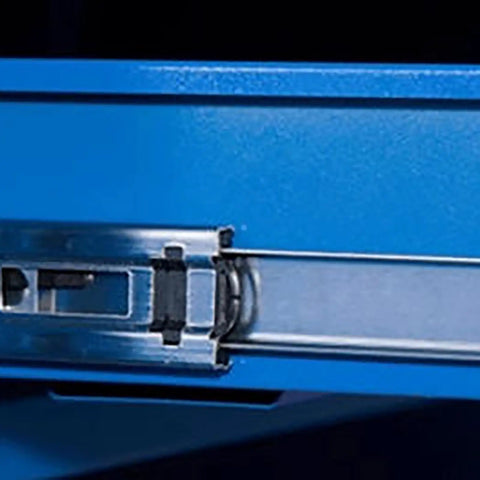 Real Deal High Grade Steel Tool Cabinet With Safety Lock, Lockable Storage Chest Built Dang Tough drawer rail detail.