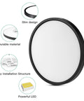 12 Inch LED Flush Mount Ceiling Light 6 Pack Black Round Flat Panel Fixture 24W 2400 LM Non Dimmable ETL Listed details
