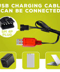 USB charging cable for 7.4V 500mAh SM-4P RC Battery With USB Charging Cable For EC16 DE85 Off Road RC Car, M416 Gel Blaster Backup Power