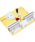 Heavy Duty Steel Router Lift Base With Two Inch Travel Dead On Height Control For Carving Routing And Chamfering Tasks, yellow aluminum plate.