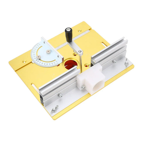 Heavy Duty Steel Router Lift Base With Two Inch Travel Dead On Height Control For Carving Routing And Chamfering Tasks, yellow aluminum plate.