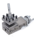 Heavy Duty Quick Change Tool Post Holder For Metal Lathe And Mini Lathe Workbench With 90mm Stroke precise cast iron construction, lever and mounting bolts seen
