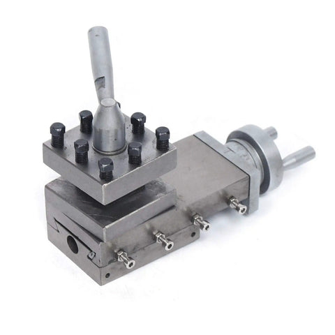Heavy Duty Quick Change Tool Post Holder For Metal Lathe And Mini Lathe Workbench With 90mm Stroke precise cast iron construction, lever and mounting bolts seen