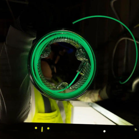 Glow In The Dark 20 Foot Fiberglass Fish Tape With Nylon Tip And Stainless Steel Connector Removable Case glowing in dark environment