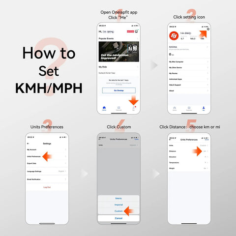 Steps to set KMH/MPH on Wireless Bike Computer GPS With ANT Plus Bluetooth, 2.5 Inch Display, IPX6 Waterproof Cycling Computer