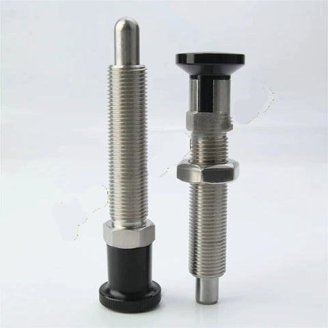 Dead Nuts Accurate M16 Stainless Steel Indexing Plunger Bolt With Nut side view showing retractable self-locking hardware.