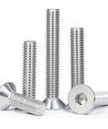 Snap Up These Heavy Duty M3 X 15Mm Flat Head Socket Bolts Crafted From Rock Solid 304 Stainless Steel With Allen Hex Drive Totally Fully Threaded For Any Gritty Job In A Sweet 50 Pack with various lengths showing flush head designs.