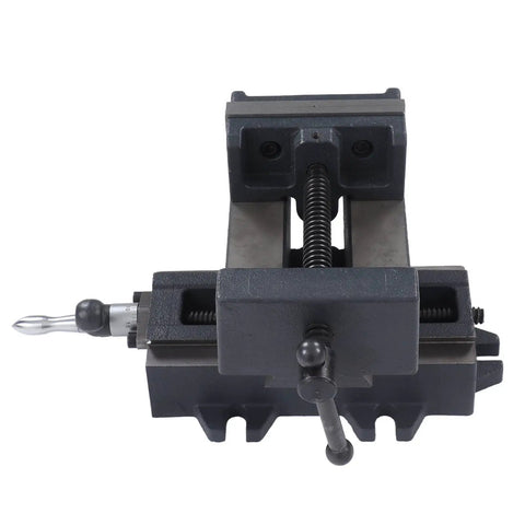 Heavy Duty 4 Inch Cross Slide Drill Press Vise Made From Industrial Grade Cast Steel With Precision 100 Mm Jaw Opening and front view of vise