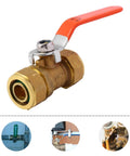 Heavy Duty Brass Ball Valve For Water Heater Inlet Pipe With Reliable Barb Hose Fitting Pain Free Install Shut Off Drainage And Backflow Guard Manages Hot Water Flow Like A Champ with red handle.