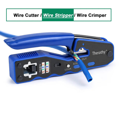 All In One RJ45 Crimp Tool Kit For Pass Through Connectors Pro Level Ethernet Crimper with wire inside tool