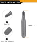 PH0 Phillips Screwdriver Bit Set 5 Pieces Pro Grade 28mm Length 4mm Hex Shank 5/32 Inch Magnetic Cross Head S2 Steel