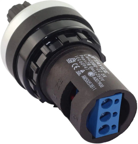5K Ohm Rotary Potentiometer With Switch For Variable Speed Drives VSD VFD IP65, rear view showing connectors