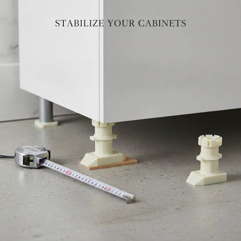 Durable PP Plastic Adjustable Cabinet Leveling Foot 4 Inch Furniture Leg stabilizing kitchen cabinet on uneven floor