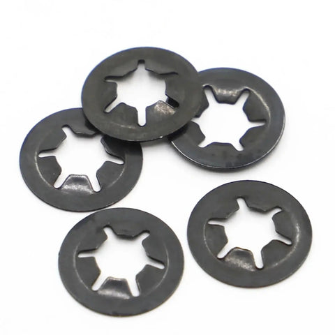500 Pcs Black Star Lock Washers Set With Internal Teeth Grip For Vibration Resistance Plum Flower Shape Bearing Retaining Rings