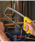 Heavy Duty 12 Inch Hacksaw With High Tension Hand Saw Frame Up To 225 Lbs in use cutting copper pipe