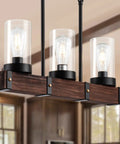Dark Brown Farmhouse Kitchen Island Light Fixtures With 3 Light Over Table Black Barn Wood Island Lighting For Kitchen And Pool Table 23 Inches