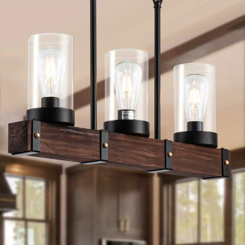 Dark Brown Farmhouse Kitchen Island Light Fixtures With 3 Light Over Table Black Barn Wood Island Lighting For Kitchen And Pool Table 23 Inches