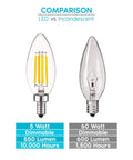 Vintage Style LED Candelabra Bulbs 60W Equivalent 550 Lumens 3000K Soft White Dimmable Filament Clear Glass E12 Base UL Listed 24 Pack