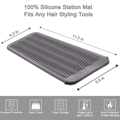 Heat Resistant Hair Tools Mat And Pouch Silicone Heat Mat And Holder For Curling Irons And Flat Irons size and features