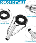 All In One Fishing Rod Tip Repair Kit For Freshwater And Saltwater Rods With Stainless Steel Ceramic Ring Guides, 50 Piece Replacement Set, Includes 1.6mm To 3.0mm Hole Sizes For Quick Durable Tip Fixes, ceramic ring close-up