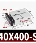 Diagram of Magnetic Dual Shaft Pneumatic Actuator TN40X400S Heavy Duty Design with measurements and mounting details