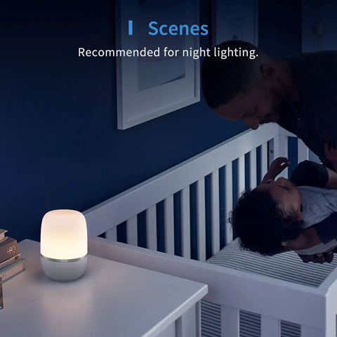 Smart WiFi Table Lamp For Bedroom With Voice Control And App Scheduling Works With HomeKit Siri Alexa Google Assistant SmartThings Multicolor Night Light Remote Control on nightstand.