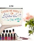 Funny Travel Makeup Bag For Women, Multiuse Cosmetic Case And Toiletry Organizer held over nail polish bottles