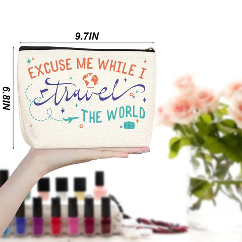 Funny Travel Makeup Bag For Women, Multiuse Cosmetic Case And Toiletry Organizer held over nail polish bottles