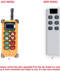 Workshop Staple Electric Chain Hoist With Wireless Remote Control comparison of old and new models of remote controls.
