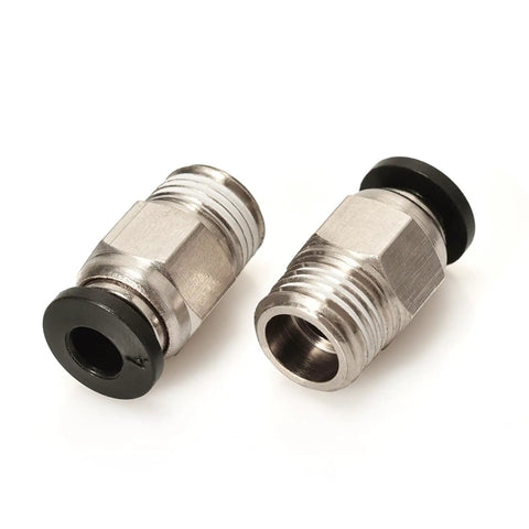 Go-To Pneumatic PC4-M10 Bowden Tube Fittings Straight Quick Connectors for E3D V6 Bowden Extruder PTFE Tube 4mm OD Ender-3 Ender-3 V2 CR-10 Compatible 1.75mm Filament Printers Pack of 10, two metal fittings