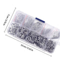 600 Piece Stainless Steel Spring Lock Washer Kit To Prevent Loosening And Handle Alternating Load, clear compartment view