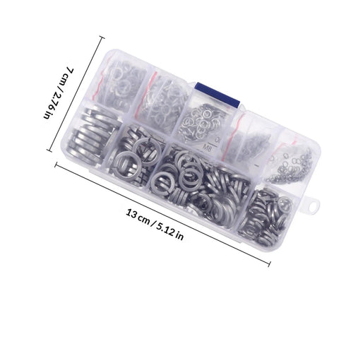 600 Piece Stainless Steel Spring Lock Washer Kit To Prevent Loosening And Handle Alternating Load, clear compartment view