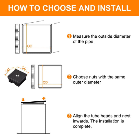 Installing Four Pack M8 Threaded Inserts For One And A Half Inch Square Tube Black Plastic Plug Caster Inserts, step-by-step guide.