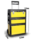Portable Rolling Toolbox With 3 Tier Stackable Design Detachable Sections 50kg Load Capacity Freely Configurable Trolley Toolbox For Garage Warehouse And Repair Shop On The Go Organization, 520x320x720mm