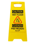 Caution Wet Floor Sign Yellow Double Sided A Frame, Bilingual Foldable Safety Sign 17.12 x 8.38 x 0.94 Inches front view