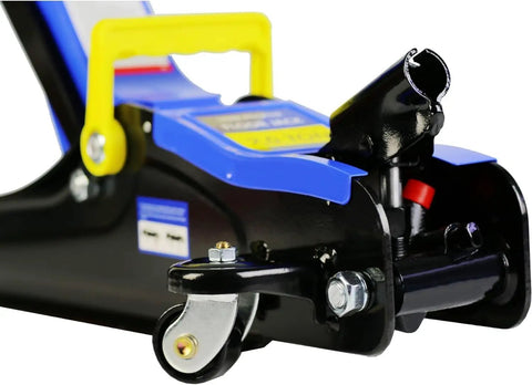 Low-Profile Floor Jack 2-Ton Quick Lift Hydraulic Car Jack For Heavy-Duty Lifting, Adjustable Height 3.3 To 15.2 Inches, Steel Trolley Jack Workhorse 4000 Lbs Capacity, Blue