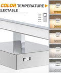 Chrome 23.6 Inch LED Vanity Light Over Mirror, 14W Dimmable Fixture With 5 CCT Settings, modern design base and temperature settings