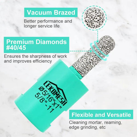 Diamond Masonry Bit for Mortar Removal and Tuck Pointing, 5/16 Inch Diameter by 1 Inch Length, close-up view
