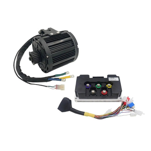 Badass High Torque Mid Drive Motor Conversion Kit For Dirtbikes And Mopeds Compatible With Standard Battery Pack Featuring ND72680 Controller showing motor and controller.