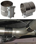 Beefy Heavy Duty Stainless Steel 3 Inch Exhaust Clamps Muffler Band Clamp For 3 Inch Inner Diameter To 3 Inch Outer Diameter Turbo Downpipe Tip Car System Connection 2 Pack installed on exhaust piping