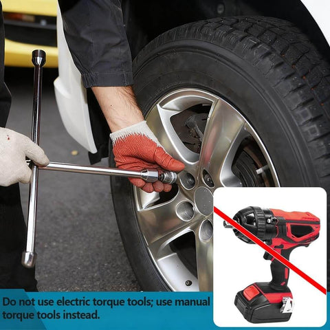 Locking Nut Remover Tool For Toyota And Lexus Wheel Locks in use for anti-theft nut removal on RAV4 wheel with manual torque wrench.