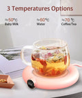 Keep Your Daily Brew Piping Hot On This Stylish Electric Coffee Mug Warmer Offering Three Custom Heat Levels Plus An Eight Hour Auto Shut Off Feature Tailored For Chill Home Or Hustling Office Environments with a steaming tea cup.