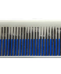 Thirty Piece Pro Grade Diamond Burr Bit Set with Ball Cone Cylinder Taper Flame Shapes for grinding jewelry glass stone steel