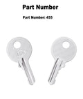 8 Pack 455 Ignition Keys With Key Wire, Built Tough Brass Or Zinc Alloy Core, Nickel Or Chrome Plated Finish, Corrosion Resistant Replacement Keys For 455 Vehicles, Easy Install And Long Lasting Quality, part number 455