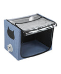 Pet Nebulization Box For Small Animals with transparent top, blue oxford fabric, foldable, portable oxygen inhalation chamber for cats and dogs.