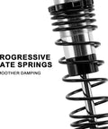 Close-up of 88mm Oil Shocks With Progressive Springs For 1/16 Mini Maxx Mini XRT RC Car, highlighting adjustable dampers and CNC aluminum body.