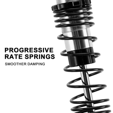Close-up of 88mm Oil Shocks With Progressive Springs For 1/16 Mini Maxx Mini XRT RC Car, highlighting adjustable dampers and CNC aluminum body.