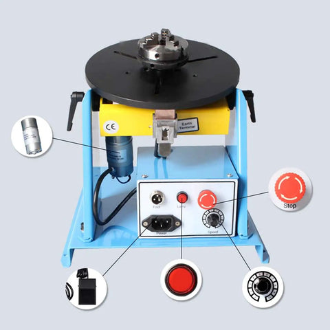 Portable 10Kg Welding Positioner Turntable With 180mm Working Table 0 To 90 Degree Tilt 2 To 20 RPM Rotational Speed 110V